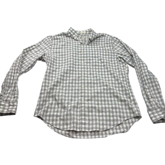 J. Crew Mens Classic Gray & White Check Long Sleeve Shirt Organic Cotton M - Picture 3 of 11